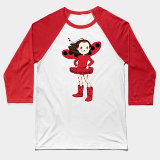 Ladybug Girl Cute Illustration Baseball T-Shirt